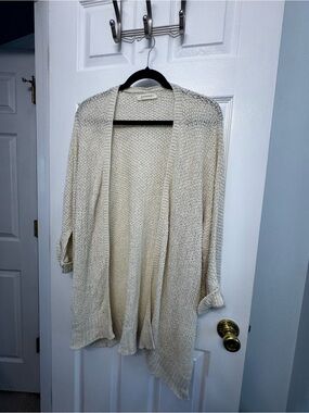 Lavender J Open-Front Cream Knit Cardigan Sweater